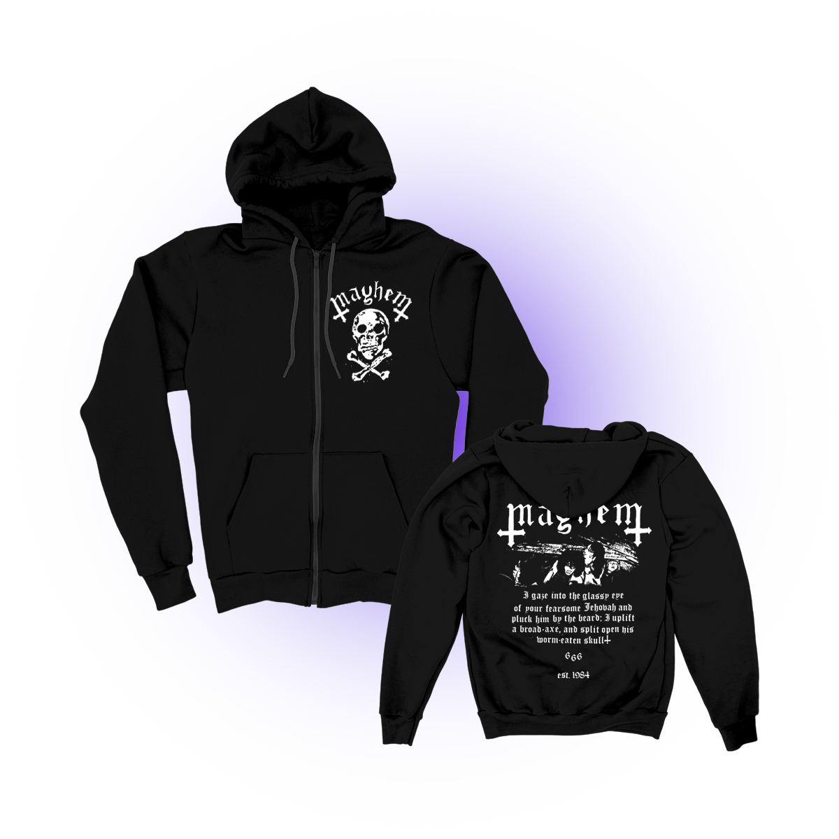 Est. 1984 Skull Zip Up Hoodie (Black)